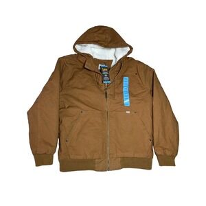 Lee Workwear Men's Large Drawstring Hood Sherpa Lined Bomber Jacket Canvas Duck